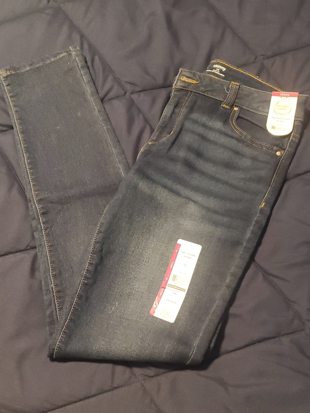 wonder nation Dark Wash Skinny Jeans - Black-Blue